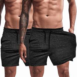 Agilelin Herren Sporthose,Training Kurze mit Tasche,Quick Dry Laufhose (Schwarz*2/M) von Agilelin