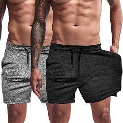 Agilelin Herren Sporthose,Training Kurze mit Tasche,Quick Dry Laufhose (Schwarz/Grau/XL) von Agilelin