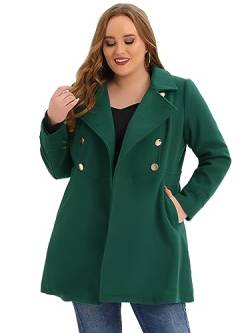 Agnes Orinda Damen Oversize A Linie Umlegekragen Zweireiher Trenchcoat Mantel Grün 2X von Agnes Orinda