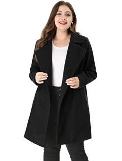 Agnes Orinda Damen Oversize A Linie Umlegekragen Zweireiher Trenchcoat Mantel Schwarz 2X von Agnes Orinda