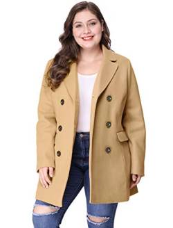 Agnes Orinda Damen Oversize Langarm Umlegekragen Zweireiher Trenchcoat Mantel Braun 3X von Agnes Orinda