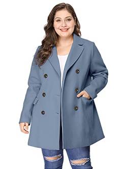 Agnes Orinda Damen Oversize Langarm Umlegekragen Zweireiher Trenchcoat Mantel Hellblau 3X von Agnes Orinda