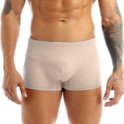 Agoky 5 Stücke Herren Boxershorts Lang Mit Eingriff Bulge Pouch Unterhose Sexy Slip Boxer Briefs Männer Body Men Underwear Eng Badehose Erotisch Nachtwäsche Gr. M-XXL Nude L von Agoky