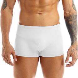 Agoky 5 Stücke Herren Boxershorts Lang Mit Eingriff Bulge Pouch Unterhose Sexy Slip Boxer Briefs Männer Body Men Underwear Eng Badehose Erotisch Nachtwäsche Gr. M-XXL Weiß M von Agoky