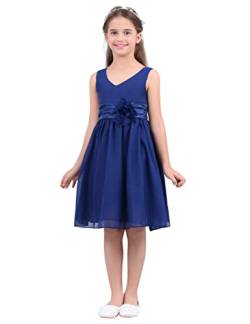 Agoky Baby Mädchen Prinzessin Kleid Blumenmädchenkleid Taufkleid Festlich Kleid Hochzeit Partykleid Festzug Babybekleidung gr. 98-176 Dunkelblau 140 von Agoky