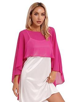 Agoky Damen Chiffon Stola Schal für Hochzeit Party Kleider Asymmetrische Umschlagtücher Gefaltet Schultertuch Abendkleider in 7 Farben Hot Pink Einheitsgröße von Agoky