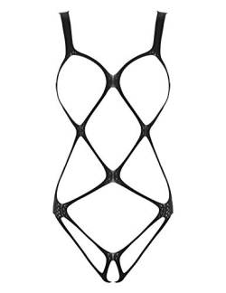 Agoky Damen Ouvert Bodysuit Offene Cups Stretch Stringbody Bandage Hohl Unterwäsche Erotik Reizwäsche Frauen Bikini Bademode Schwarz One Size von Agoky