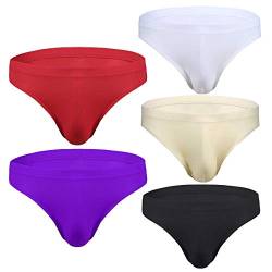 Agoky Herren 5er Pack Slips Sexy Einfarbrig Ouvert Dessous Erotik Low Rise Bulge Pouch Slips Unterhose M-XL Gemischte Farbe L von Agoky