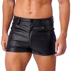 Agoky Herren Boxer Wetlook Dessous Unterhosen Lack Leder Glanz Shorts mit Reiverschluss Hose Hot Pants Clubwear Schwarz G M von Agoky