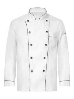 Agoky Herren Kochjacken Bäckerjacke Kochmantel Koch Uniform mit Druckknöpfe Arbeitshemd Weiß Langarm DD XL von Agoky