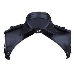 Agoky Herren Leder Schwarz Pauldron Harnisch Brustgurt Rüstung Panzer Shirt Brust Harness mit Schulterklappen aus Epaulet Schwarz A One_Size von Agoky