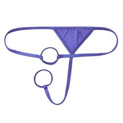 Agoky Herren T-Back String Tanga Sexy Offen Transparent Badehose Mit Penis O-Ring Low Rise Trunk Boxer Briefs Erotisch Nachtwäsche Reizwsäche Violett Einheitsgröße von Agoky