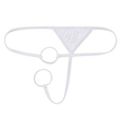 Agoky Herren T-Back String Tanga Sexy Offen Transparent Badehose Mit Penis O-Ring Low Rise Trunk Boxer Briefs Erotisch Nachtwäsche Reizwsäche Weiß Einheitsgröße von Agoky