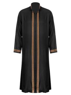 Agoky Herren Türkische Muslimische Gebetskleid Langarm Robe Mantel Lang Vorne Offen Jacke islamische Gebetskleidung Hemdkleid S-3XL Schwarz L von Agoky