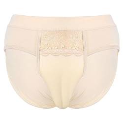 Agoky Herren Unterhosen Crossdresser Slip Briefs Unterwäsche Versteckt Gaff Shapewear Trnssexuelle Panty Kamelzehe Schlüpfer M-XXL Nude M von Agoky