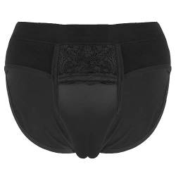 Agoky Herren Unterhosen Crossdresser Slip Briefs Unterwäsche Versteckt Gaff Shapewear Trnssexuelle Panty Kamelzehe Schlüpfer M-XXL Schwarz L von Agoky