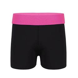 Agoky Mädchen Sport Shorts Turnhose für Kinder Kurze Hose Tights Leggings Fitness Tanzen Yoga Shorts Sporthose kurz Hot Pants Freizeit Training Rose &Schwarz 122-128 von Agoky