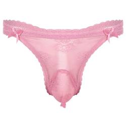 Agoky Männer Spitzen Unterwäsche Sissy Herren Spitze Slips G-Strings Tanga Erotik Dessous Unterhose Briefs Mit Blumenmuster Sexy Kostüm Nachtwäsche Rosa C XL von Agoky