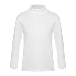 Agoky Unisex Kinder Thermo Unterwäsche Oberteil Rollkragen T-Shirt Langarmshirt Basic Einfarbig Shirts Warme Tops Weiß 122-128 von Agoky