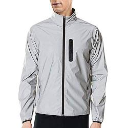 Agolu Reflektierend Fahrradjacke Wasserdicht Atmungsaktiv Damen Herren Unisex Winddicht Radjacke Fahrrad Regenjacke Windjacke, Jacke für Radfahren Laufen Wandern, Silber L von Agolu