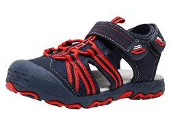 Ahannie Jungen Sommer Trekking & Wanderschuhe Sandalen, Sport & Outdoor Sandalen für Jungen, Kinder Arch Support Geschlossene Sandalen (Color : Bleu Marine/Rot, Size : 24 EU) von Ahannie