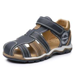 Ahannie Kinder Jungen Mädchen Outdoor Fischer Sandalen, Unisex Kind Geschlossene Zehenkappe erste Sommer Fischer Schuhe(EUAH06-Marine/Braun-30) von Ahannie