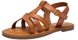 Ahannie Mädchen Sommer Riemchensandalen,Kinder Sandale mit Riemen und Schnalle(GD666-Bräunen-EU 27/US 10/UK 9) von Ahannie