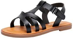 Ahannie Mädchen Sommer Riemchensandalen,Kinder Sandale mit Riemen und Schnalle(GD666-Schwarz-EU 25/US 9/UK 8) von Ahannie