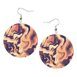 Abstrakter Marmor. Runde Ohrringe aus Kunstleder für Teenager-Mädchen und Frauen, Tropfen-Ohrringe, Geschenk von Ahdyr