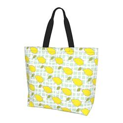 Ahdyr Gelbe Zitronen-Damenhandtasche, lässig, große Kapazität, Einkaufstasche, modische Schultertasche, Arbeitstasche, Geldbörse von Ahdyr