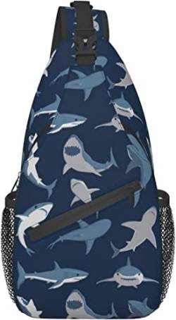 Ahdyr Shark Sharks Umhängetasche mit verstellbarem Schultergurt, Rucksack für Damen und Herren, Wandern, Reisen von Ahdyr