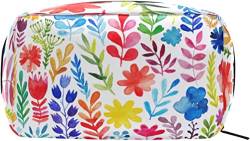Aquarell-Blumen-Blumen-Make-up-Tasche, tragbare Organizer-Kosmetiktasche für Reisen, Make-up-Tasche, Geschenke, Kulturbeutel für den täglichen Gebrauch für Mädchen und Frauen von Ahdyr