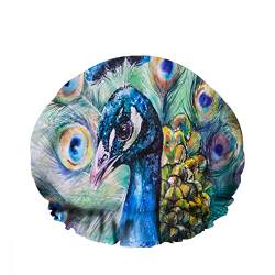 Doppelte wasserdichte Bade-Duschhaube, Pfau, Aquarell, Vogelschnabel, Pastellfeder, schöne, wiederverwendbare, modische Duschhaube für Frauen, Schönheit, Badehaar, Spa, Zuhause, Hotel, Reisen von Ahdyr