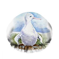 Doppelte wasserdichte Bade-Duschhaube White Albatross Gull Royal Stand Nest Side Look wiederverwendbarer Mode-Duschhut für Frauen Beauty, BathHair Spa, Home Hotel Travel Use von Ahdyr