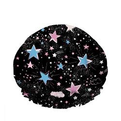 Doppelte wasserdichte Bade-Duschkappe Space Galaxy Universe Star Cloud Dark Cosmos Dark wiederverwendbarer Mode-Duschhut für Frauen Beauty, BathHair Spa, Home Hotel Travel Use von Ahdyr