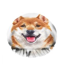 Doppelte wasserdichte Duschhaube mit niedlichem Hündchen Japan Shiba Inu Lächeln Gesicht wiederverwendbarer modischer Duschhut für Frauen Schönheit, BathHair Spa, Home Hotel Travel Use von Ahdyr