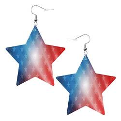 Farben der US-Flagge, Sterne und Strahlen, Kunstleder-Sterne-Ohrringe für Teenager-Mädchen und Frauen, Tropfen-Ohrringe, Geschenk von Ahdyr