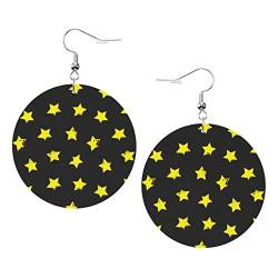 Gelbe Stern-Ohrringe aus Kunstleder, rund, für Teenager, Mädchen und Frauen, Tropfen-Ohrringe, Geschenk von Ahdyr