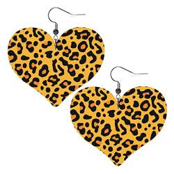 Herzohrringe mit Leopardenflecken aus Kunstleder für Teenager-Mädchen und Frauen, Tropfen-Ohrringe, Geschenk von Ahdyr