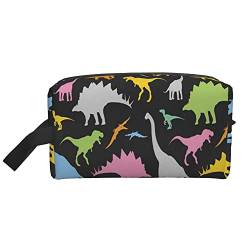 Kulturbeutel für Damen und Herren, wasserdichte Kosmetiktasche, Reise-Make-up-Tasche, Organizer mit Griff, Aufbewahrungstasche mit Buntem Dinosaurier-Aufdruck von Ahdyr