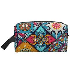 Kulturbeutel für Damen und Herren, wasserdichte Kosmetiktasche, Reise-Make-up-Tasche, Organizer mit Griff, Boho-Tribal-Aufbewahrungstasche von Ahdyr