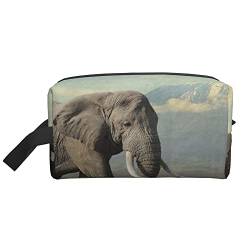 Kulturbeutel für Damen und Herren wasserdichte Kosmetiktasche Reise Make-up Tasche Organizer mit Griff Elephant Kilimanjaro Mountain Aufbewahrungstasche von Ahdyr