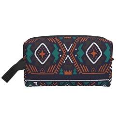 Kulturbeutel für Damen und Herren wasserdichte Kosmetiktasche Reise Make-up Tasche Organizer mit Griff Multicolor Tribal Aztec Aufbewahrungstasche von Ahdyr