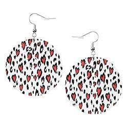 Leoparden-Herz-Ohrringe aus Kunstleder, rund, für Teenager, Mädchen und Frauen, Tropfen-Ohrringe, Geschenk von Ahdyr