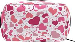 Make-up-Tasche mit Herzformen zum Valentinstag, tragbare Organizer-Kosmetiktasche für Reisen, Make-up-Tasche, Geschenke, Kulturbeutel für den täglichen Gebrauch für Mädchen und Frauen von Ahdyr