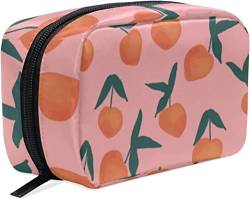 Rosa Pfirsich-Frucht-Make-up-Tasche, tragbare Organizer-Kosmetiktasche für Reisen, Make-up-Tasche, Geschenke, Kulturbeutel für den täglichen Gebrauch für Mädchen und Frauen von Ahdyr