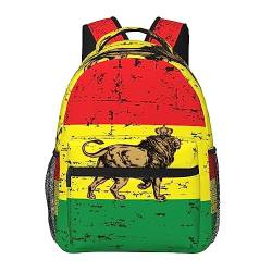 Rucksack mit Rasta-Löwen-Flaggen-Motiv, strapazierfähiges Polyester, Mehrzweck-Schultertasche mit Diebstahlschutz, großes Fassungsvermögen, für Fitnessstudio, Outdoor, Wandern, Rucksack mit gepolste von Ahdyr