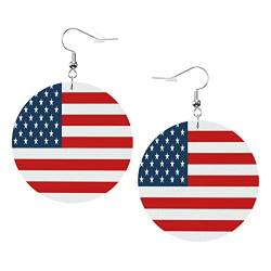Runde Ohrringe aus Kunstleder mit amerikanischer Flagge, für Teenager, Mädchen und Frauen, Tropfen-Ohrringe, Geschenk von Ahdyr