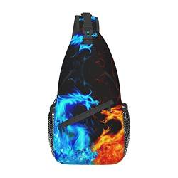 Sling Bag Flame Dragon Sling Rucksack Umhängetasche wasserabweisend Schulter Brusttaschen für Männer Frauen Reisen Wandern Fitnessstudio Anti-Diebstahl von Ahdyr