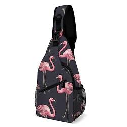 Sommer-Rosa-Flamingo-Aquarell-Umhängetasche für Damen und Herren, leichter, verstellbarer Verlängerungsgurt, tropisches Muster, Schulterrucksack mit Wasserflaschenhalter, lässiger Tagesrucksack für von Ahdyr